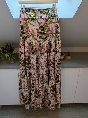 Guess by Marciano Pink Floral Tiered Maxi Skirt